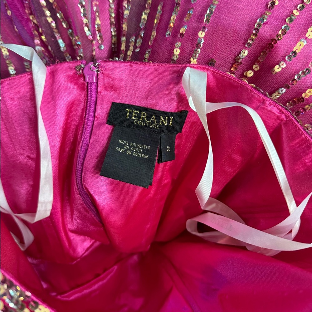 Terani Couture Strapless Sweatheart Colorful Sequined Formal Dress ~ Size 2 🧡🍄 - Picture 7 of 8